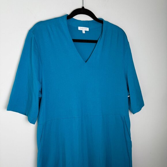 Habitat V-Neck Midi Dress Stretch Jersey Teal Blue Size XL Casual Travel - Picture 3 of 9